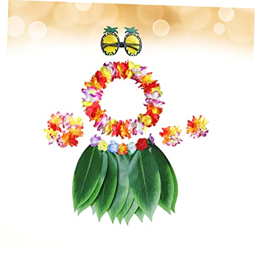 COOLHIYA 1 Satz Hawaiianisches Leis-kostüm Hawaiianische Halskette Hawaii Hula Rock Tropische Blumenketten Hawaiianische Brille Luau-kostüm Für Frauen Mädchen Bankett Ankleiden Erwachsener von COOLHIYA