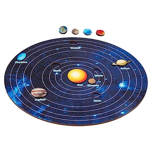 COOLHIYA 1 Satz Sonnensystem-Puzzle Spielzeuge Rätsel Holzpuzzle für Kleinkinder Sonnensystem für Kinder Planeten für Kinder Pairing-Board kosmischer Planet Modell Vorschule hölzern von COOLHIYA