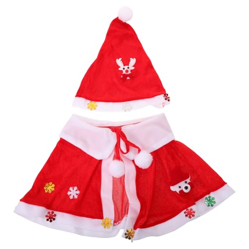 COOLHIYA 1 Set Weihnachtskostüm: Weihnachtsmann-Cosplay-Umhang für Kinder, roter Kapuzenmantel für Weihnachtsfeiern und Festliche Aufführungen von COOLHIYA