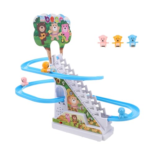 COOLHIYA 1 Set musikalisches Bärenbahn-Rutschenspielzeug mit blinkenden Lichtern, pädagogisches elektrisches Treppensteigspielset für Kleinkinder, kreatives für Jungen und Mädchen von COOLHIYA