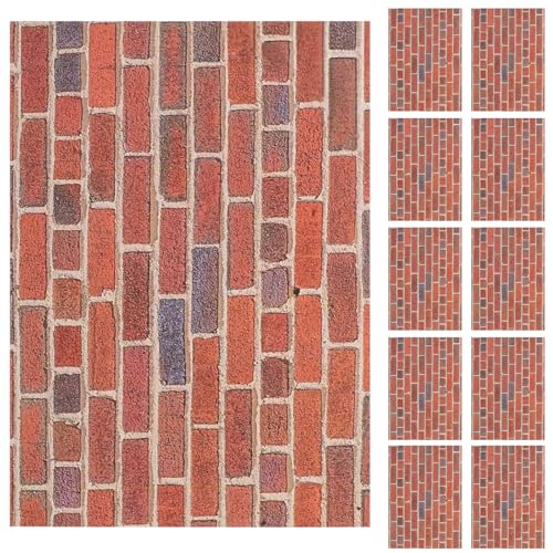 COOLHIYA 12 Blätter Puppenhauszubehör: Puppenhaustapete im Maßstab 1:12, abziehen und aufkleben, 29,9 x 21,9 cm – Miniatur-Tapete, roter Backstein, abnehmbare Wandverkleidung COOLHIYA 12 Blätter Puppenhauszubehör: Puppenhaustapete im Maßstab 1:12, abziehen und aufkleben, 29,9 x 21,9 cm – Miniatur-Tapete, roter Backstein, abnehmbare Wandverkleidung von COOLHIYA
