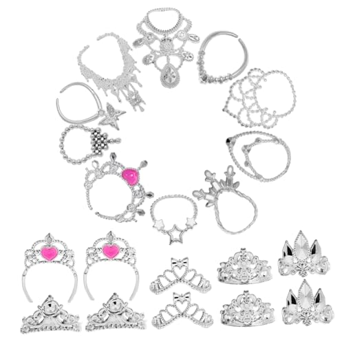 COOLHIYA 20 Stück Teiliges Puppenschmuck Set mit Mini Kronen und Halsketten Sichere Kunststoffanhänger Bequemer Sitz Vielseitig für Puppendekoration und Detailreiche Verarbeitung Modisches von COOLHIYA