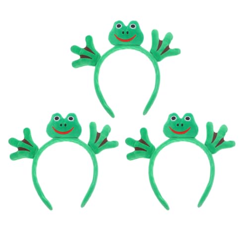 COOLHIYA 3 Stück Frosch-Kostüm-Stirnbänder, süße Frosch-Haarbänder, Tierhaarreifen, Kopfbedeckung für Rollenspiele, Partys, Motto-Events, Cosplay, Grün von COOLHIYA