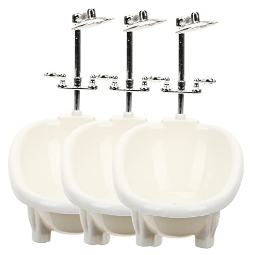 COOLHIYA 3 Stück Miniatur Badewanne für Puppenhaus Teiliges Badezimmer Zubehör aus Sicherem Detailgetreu für DIY Miniaturhäuser und Landschaften von COOLHIYA