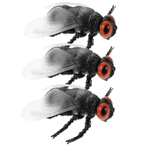 COOLHIYA 3 Stück realistische kleine Fliegen-Simulation, Fliegen- und Insektenspielzeug, künstliche Insektenmodelle für Kinder, Naturkunde, Mint-Lernen, Familienzusammenhalt von COOLHIYA