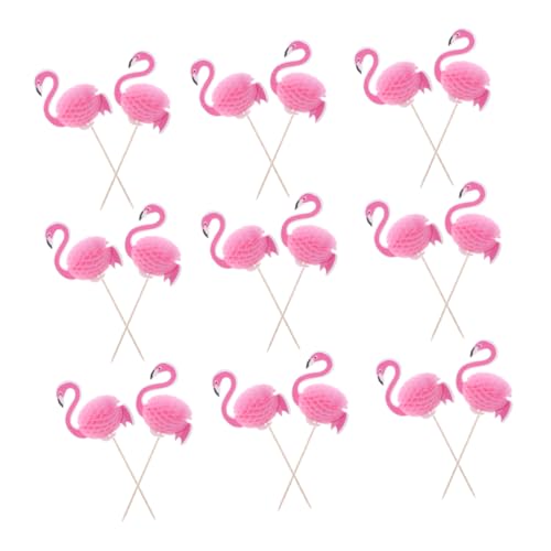 COOLHIYA 50 Stück Flamingo-Karte Party-Kuchen-Dekorationen Cupcake-Topper Zylinder Geburtstagskuchen Flamingo-Kuchendekoration Kucheneinsatz ziert Ananas schmücken Hawaii von COOLHIYA