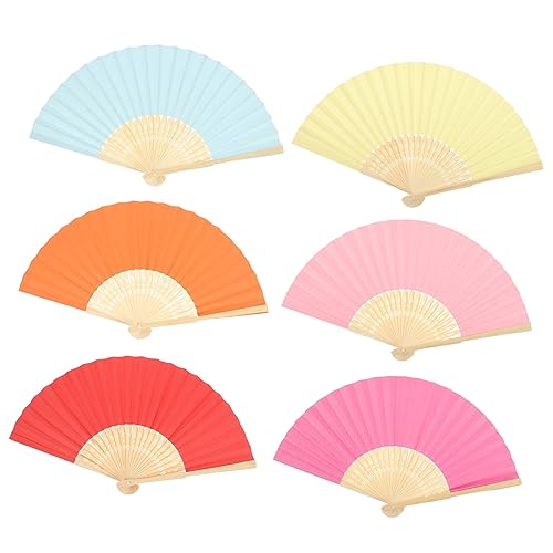 COOLHIYA 6 Stück Faltbare Handfächer aus Papier und Blanko Diy Fächer für Bemalen Kreatives Bastelspielzeug Leichte Tragbare Faltfächer Candy Farben für Dekoration und Tanz von COOLHIYA