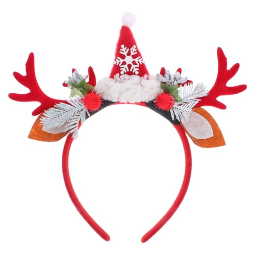 COOLHIYA Niedliches Rentiergeweih-Haarband – Weihnachts-Hirsch-Stirnband, Elch-Kopfbedeckung für Cosplay, Feiertags-Foto-Requisiten für Frauen, festliches Kostüm-Zubehör von COOLHIYA