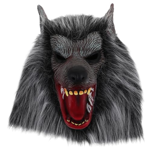 COOLHIYA Wolf-kopfbedeckung Schreckliche Gesichtsmaske Gruselige Werwolfmaske Wolfskopfmaske Wolf-halloween-masken Vollkopfmaske Aus Latex Ganzkopfmaske Aus Latex Kleidung Tier Emulsion von COOLHIYA