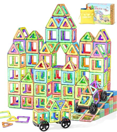 COOLJOY Magnetische Bausteine 50 Teile | Magnetspielzeug Magnet Bausteine für Kinder | Magnet Spielzeug Magneten Kinder ab 3 4 5 6 7 Jahren für Jungen und Mädchen von COOLJOY