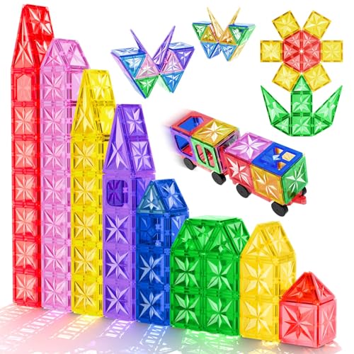 COOLJOYA Magnetische Bausteine 42 Teile | STEM Magnet Bausteine für Kinder | Magnet Montessori Spielzeug Kinder für Jungen Mädchen ab 3 4 5 6 7 von COOLJOYA