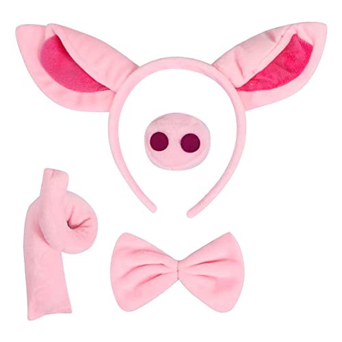 COOLOOK Schwein Kostüm Set Schweineohren Stirnband Schweineschwanz Nase Fliege Schwein für Party Dekoration Rosa COOLOOK Schwein Kostüm Set Schweineohren Stirnband Schweineschwanz Nase Fliege Schwein für Party Dekoration Rosa von COOLOOK