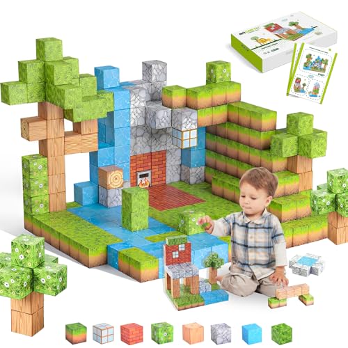 COOLYNX Magnetische Bausteine 103 Stück, STEM Montessori sensorisches Spielzeug, Geschenke für Kinder Geburtstag Geschenk Magnetic Blocks Montessori Spielzeug ab 5 6 7 8+ Jahre Mädchen Junge (Wald) von COOLYNX