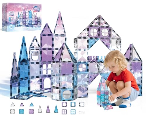 COOLYNX Magnetische Bausteine 58 Teile Magnetbausteine Spielzeug ab 3 Jahre Magnete Kinder 7.5cm STEM Magnetspielzeug Montessori Kinderspielzeug ab 3 4 5 6 7 Jahre Junge Mädchen Geschenke von COOLYNX