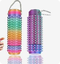 2 Stück 3D-Druck Spiky Grippie Fidget Toys, 360° Rotierend Sensorik Spielzeug Für Stressabbau & ADHS, Tragbarer Schlüsselanhänger (Regenbogen & Bonbon-Farben, 8x3cm)​​ von COONE