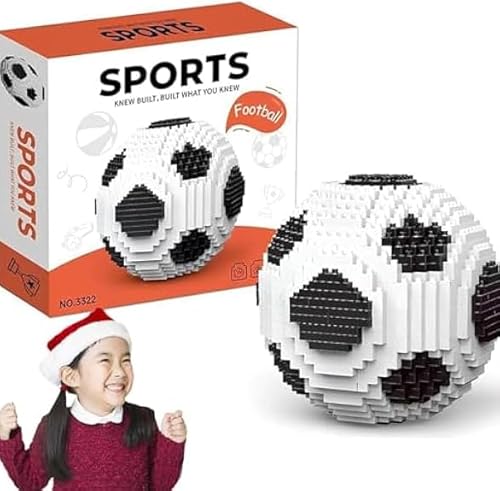 COONE 800 Teile 3D Fußball Baustein Set, STEM Micro Klemmbausteine Modell, Realistisches Fußball Puzzle für Jungen & Erwachsene, Kreatives Geschenk für Fußballfans (9.5cm)​​ von COONE
