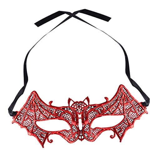 COOPHYA 1 Stk Fledermaus-Augenmaske aus heißer roter Spitze Cosplay-Maske Halloween-Maske Schläger Spitze Auge Augenklappe Partymaske Fledermaus Maske bilden Festival-Zubehör von COOPHYA