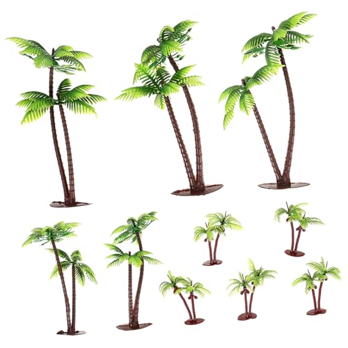 COOPHYA 10 Stück Kokosnussbaum Modell, Miniatur Baummodell, Miniaturbäume, Mini Baum, Kleine Bäume, Baumfiguren, Künstliches Baummodell, Kokosnussbaum, Baumhandwerk, Sandtisch, von COOPHYA