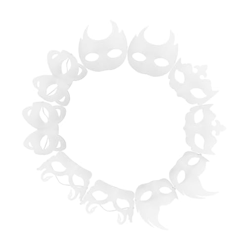 COOPHYA 10st Zellstoff-maske Unbemalte Maskerademaske Bemalbare Maske Pappmaché-masken Kitsune-fuchsmasken Masken Malen Diy-maskerade Karneval-maske Katze Cosplay Kind Papier Weiß Facebook von COOPHYA