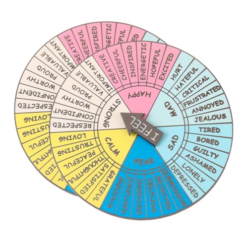 COOPHYA 2 Stück Emotionsrad Abzeichen, Tragbares Gefühlsrad, Basteldekoration, Tragbarer Gefühlsrad Drehteller, Tragbares Emotionsrad Zubehör, Gefühlsrad Abzeichen, Emotionsrad Abzeichen von COOPHYA