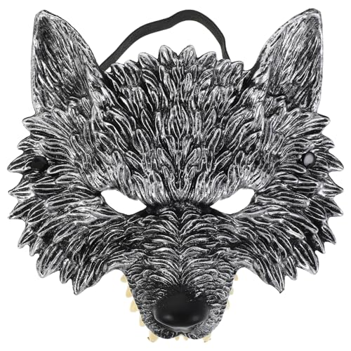 COOPHYA 2-teilige Wolfsmaske für die Halloween-Party: PU-Halbgesichtsmaske für Cosplay-Kostüme – Tiermaskenkostüm-Requisiten für bequeme Passform von COOPHYA