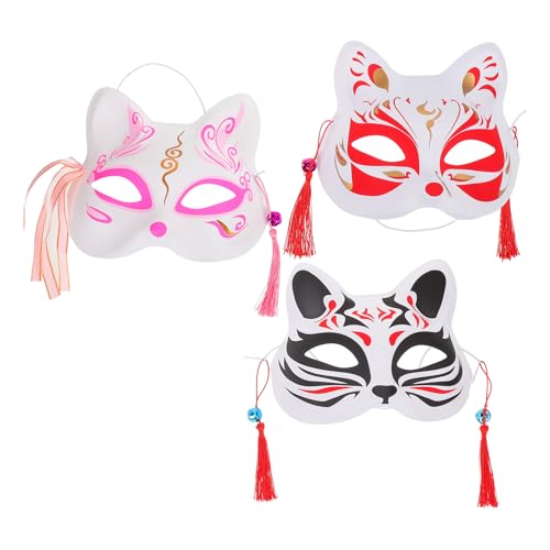 COOPHYA 3-teilige Katzenmaske: Dekorative handbemalte japanische Masken für Maskerade, Party und Cosplay – bequem für Erwachsene und Kinder – verschönern Sie Ihr Kostüm COOPHYA 3-teilige Katzenmaske: Dekorative handbemalte japanische Masken für Maskerade, Party und Cosplay – bequem für Erwachsene und Kinder – verschönern Sie Ihr Kostüm von COOPHYA