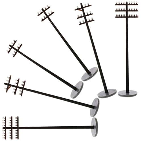 COOPHYA 6 Stück Mini Telefonmast, Kleiner Telegrafenmast, Landschafts Telegrafenmasten, Mini Requisiten, Mini Gartenbedarf, Gartenlichtmodell, Mini Telegrafenmast, Mikro Telegrafenmasten, von COOPHYA