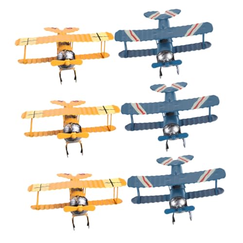 COOPHYA 6 Stück Teiliges Vintage Flugzeug Modell aus Metall Retro Biplane Deko für Kinderzimmer Kindergarten Büro und Party Farbenfrohe Luftige Eisenflugzeuge als Kreative Raumdekoration von COOPHYA