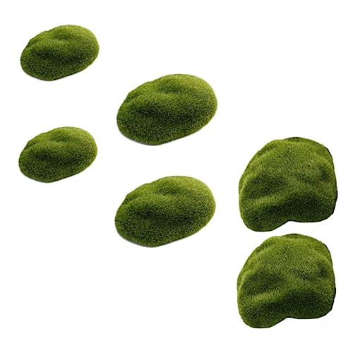 COOPHYA 6er-Pack Beflockte Steinornamente Künstliche Felsen Für Den Garten Künstliches Moos Landschaftsdekor Simulationsstein Heimdekoration von COOPHYA