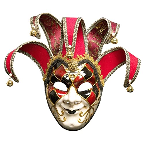 COOPHYA Venezianische Vollgesichtsmaske Narrenkostüm Maske Venezianische Gesichtsmaske Venezianische Maske Weihnachts-maskerade-maske Cosplay-maske Party-maske Schmücken Jahrgang Rot von COOPHYA