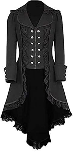 COREWO Damen Mittelalter Steampunk Frack Viktorianische Gothic Jacke Spitze Smoking Vintage Frack Mantel von COREWO