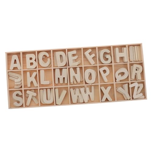 CORHAD 1 Set Kids Unvollendete Hölzerne Alphabetbuchstaben Mit Aufbewahrungsschale DIY Holz Kleiner Buchstaben Mini Leere Holzsymbole Für Wanddekoration Handwerk Home Party Dekoration von CORHAD