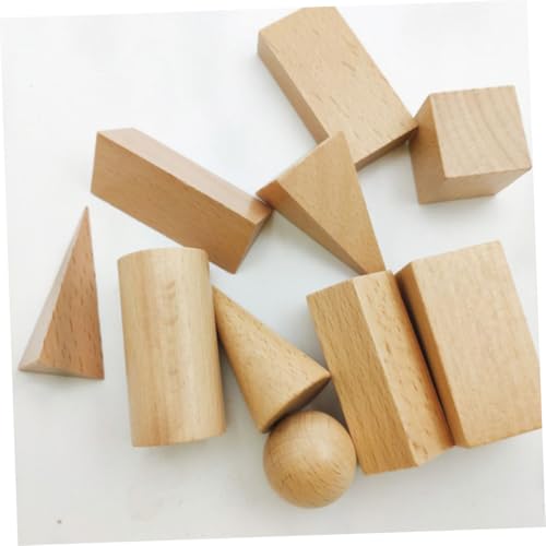 CORHAD 10 Stück Teiliges Geometrisches Holzbaustein Kognitives Lernspielzeug für Fördert Kreativität und Praktisches Denken Tragbar und Glatt Verarbeitet Geeignet für Frühe Bildung und von CORHAD