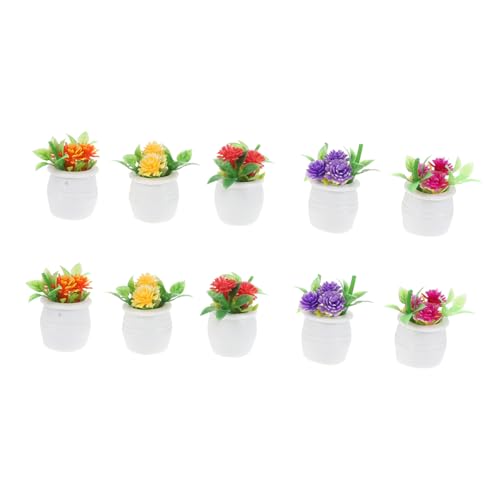 CORHAD 10 Stück Teiliges Miniatur Bonsai Farbige Mini Pflanzen im Topf Realistische Miniatur Deko für Puppenhaus Mikro Landschaft Fotorequisite Kompakt und Leicht für Mini Gärten und von CORHAD