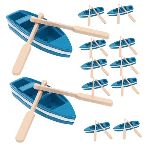 CORHAD 12 Sätze Miniatur Holzkanus mit Ruder Detaillierte Kleine Dekorationsboote für Feengarten Puppenhaus und Nautische Wohnaccessoires von CORHAD