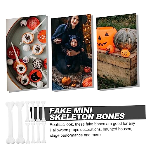 CORHAD 12 Stück Teiliges Halloween Deko mit Weißen Mini Skelettknochen aus Kunststoff Realistische Fake Knochen für Partydeko Leicht Bruchsicher als Gruselige Requisite für Basteln und von CORHAD