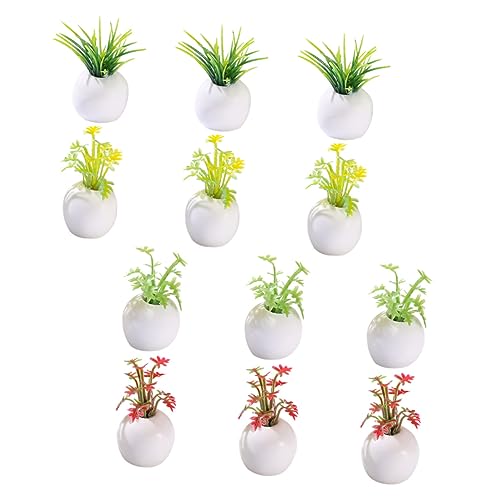 CORHAD 12 Stück Teiliges Miniatur Bonsai Kleine Künstliche Sukkulenten Pflanzen Puppenhaus Dekoration Mini Haus Landschaftsaccessoires Geeignet für Schreibtisch Regal Langlebig und von CORHAD