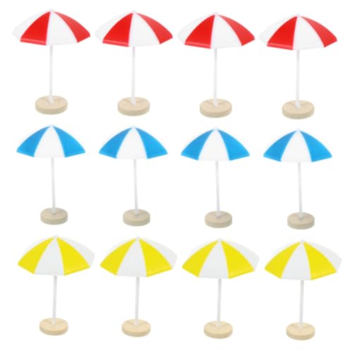 CORHAD 12 Stück Teiliges Miniatur Sonnenschirm Bunte Strand deko für Puppenhaus Kleine Mikro landschaftsaccessoires Leichte Miniatur sonnenschirme für DIY miniaturgärten und von CORHAD
