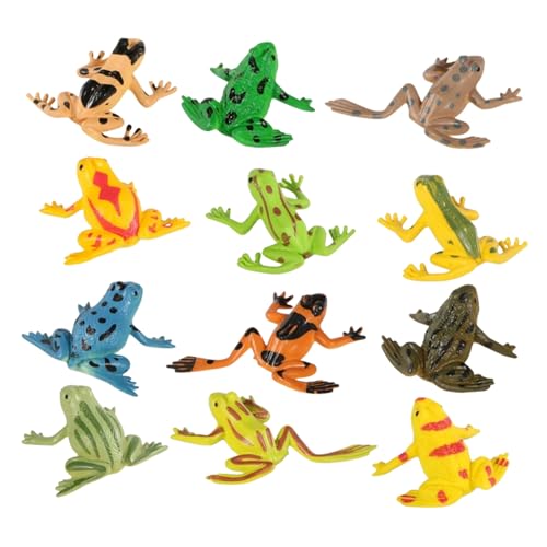 CORHAD 12 Stück Teiliges Realistische Froschspielzeug aus Kindgerechte Mini froschfiguren als Lernspielzeug und Party mitgebsel für Jungen und Mädchen Lebensechte Frosch Ornamente für von CORHAD