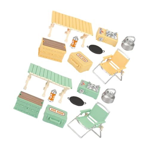 CORHAD 16 Stück Teiliges Camping Playset mit Mini Faltbarem Kinderstuhl und Picknicktisch Realistisches Outdoor für Tragbares Set für Drinnen und Draußen Detailgetreue Camping Möbel von CORHAD