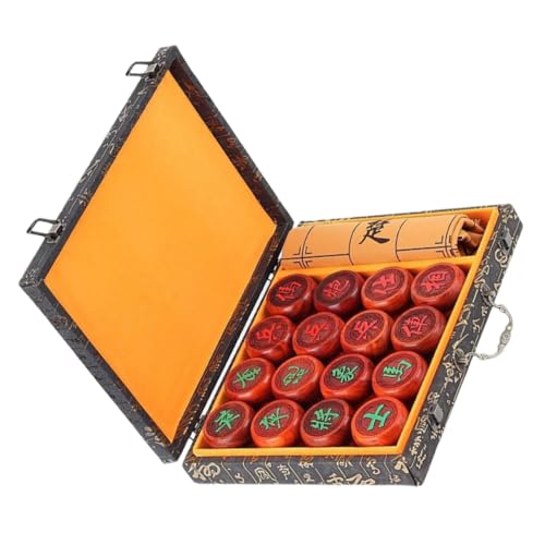 CORHAD 1Satz Holzschachbrettset für Erwachsene Traditionelles Chinesisches Schachspiel mit Handgefertigten Schachfiguren und Hochwertigem Holzbrett für Drinnen und Draußen Perfektes von CORHAD