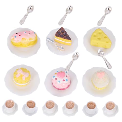 CORHAD 1Satz Küchenzubehör Teiliges mit Mini Kaffeetassen Kuchen und Dessertmodellen für DIY Mini Küchenlandschaften und Kreativ Gestaltbar von CORHAD