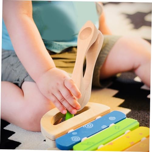 CORHAD 2 STÜCK Teiliges Holz Musikinstrument Percussion Löffel Leicht Handlich Glatte Oberfläche Sicher Kindergarten Bühnenperformance von CORHAD