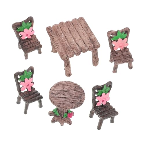 CORHAD 2 Sätze Miniatur Gartenmöbel Set Resin Tisch und Stühle für Puppenhaus Mikro Landschaft Feengarten Dekoration Flexible Platzierung Künstlerisches Design Pflegeleicht Kompakt von CORHAD
