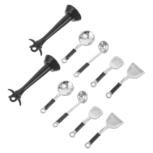 CORHAD 2 Sets Mini Küchenbedarf Miniatur Küchenhelfer Rollenspiel Kochgeschirr Mini Küchenspielzeug Puppenhaus Miniaturzubehör Puppenhaus Spatel Löffel von CORHAD