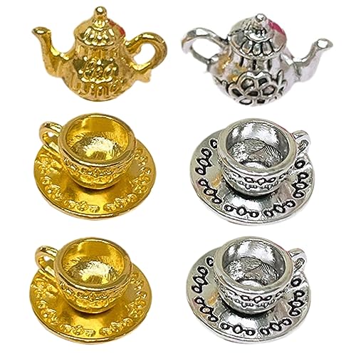 CORHAD 2 Sets Puppenhaus Mini Kaffeetassen Puppenhaus Metall Layout Dekoration von CORHAD