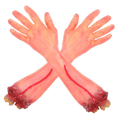 CORHAD 2 Stck. Scary Halloween Deko Realistische Abgetrennte Hände Prop Blutige Gebrochene Arme Gruselige Kostüm Requisite für Party Haunted House Szenerie von CORHAD
