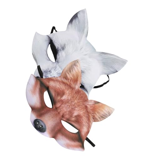 CORHAD 2 Stück Halbe Fuchsmaske aus EVA mit Realistischen Details Leichte Bequeme Halloween-cosplay-maske für Karneval Maskerade Passform Einfach zu Reinigen Braun und Weiß von CORHAD