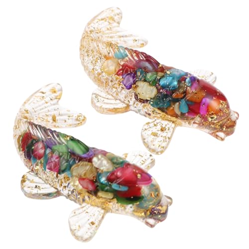 CORHAD 2 Stück Kristall koi fischfigur aus Natürlichem Kristall mit Goldfolie Kleine Wasserfeste Fischdekoration für Büro Wohnzimmer Schreibtisch und Regal Langlebig und Stilvoll von CORHAD