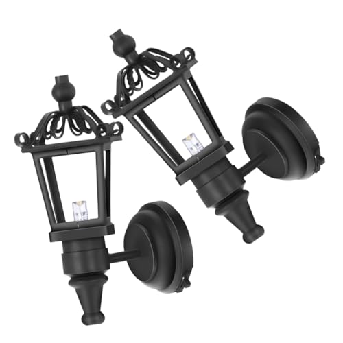 CORHAD 2 Stück Maßstab LED Schwarz Dekorative Mini Hausmöbel Realistische Kleine Wandleuchten für Modellhaus Detailreiche Kinderzimmer Deko von CORHAD